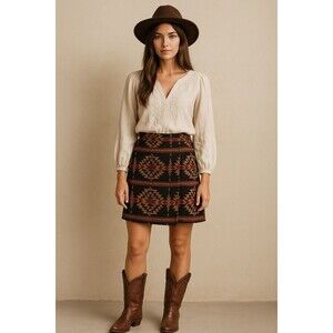 Ryan Michael Southwestern Wrap Style Blanket Skirt Size 14